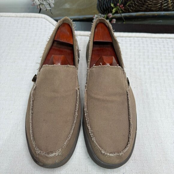 Hang Ten Mens Canvas Slip-On Loafers Size 13 Brown Frayed Casual Shoes - Picture 3 of 8